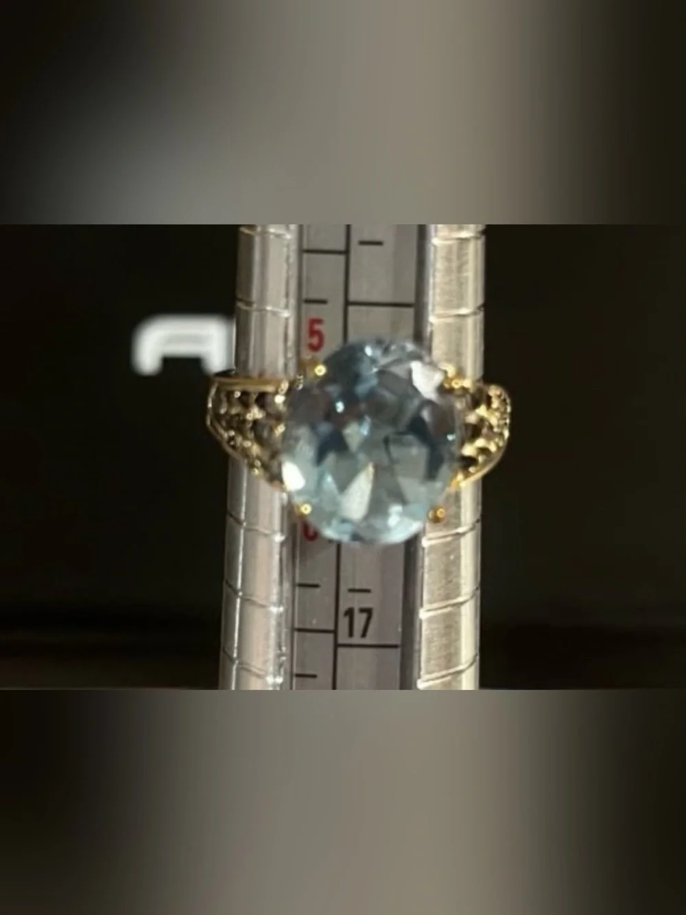 925 silver ring with lab created aquamarine size 5.5